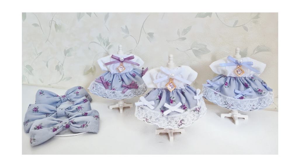 3色展開 お花畑コーデセット 10ー12センチ/ちびぐるみぬいぐるみ用