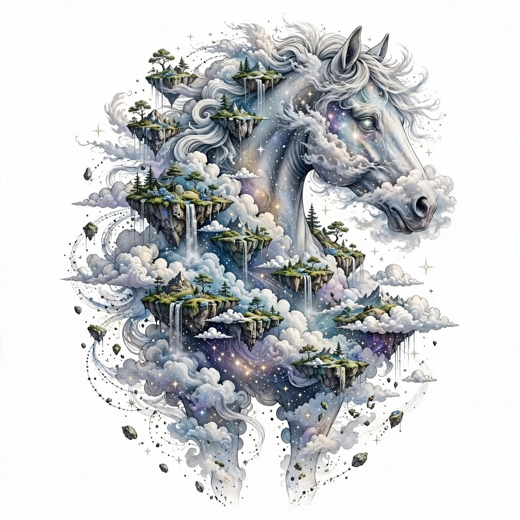 雲海をまとう星馬　Star Horse Draped in Cloud Seas