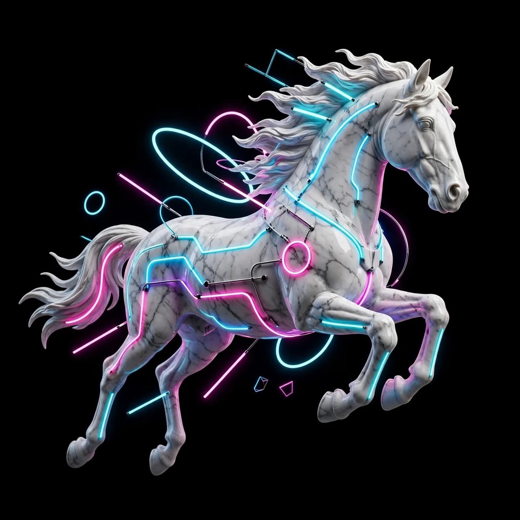 光脈をまとう白馬　The White Horse Veined with Light