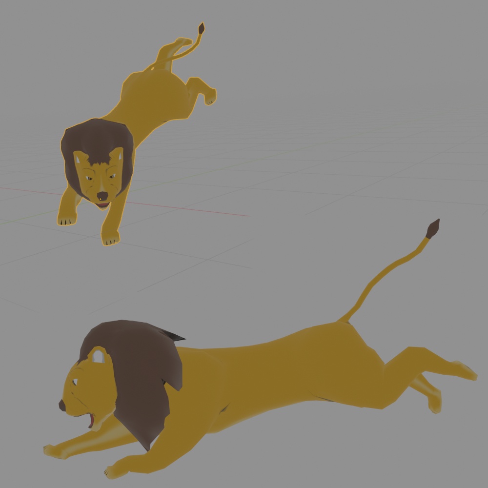 ローポリ動物素体 ネコ科