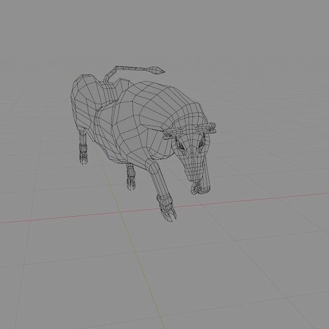 ローポリ動物素体 ウシ