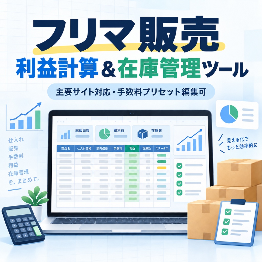 フリマ販売 利益計算＆在庫管理ツール｜主要サイト対応