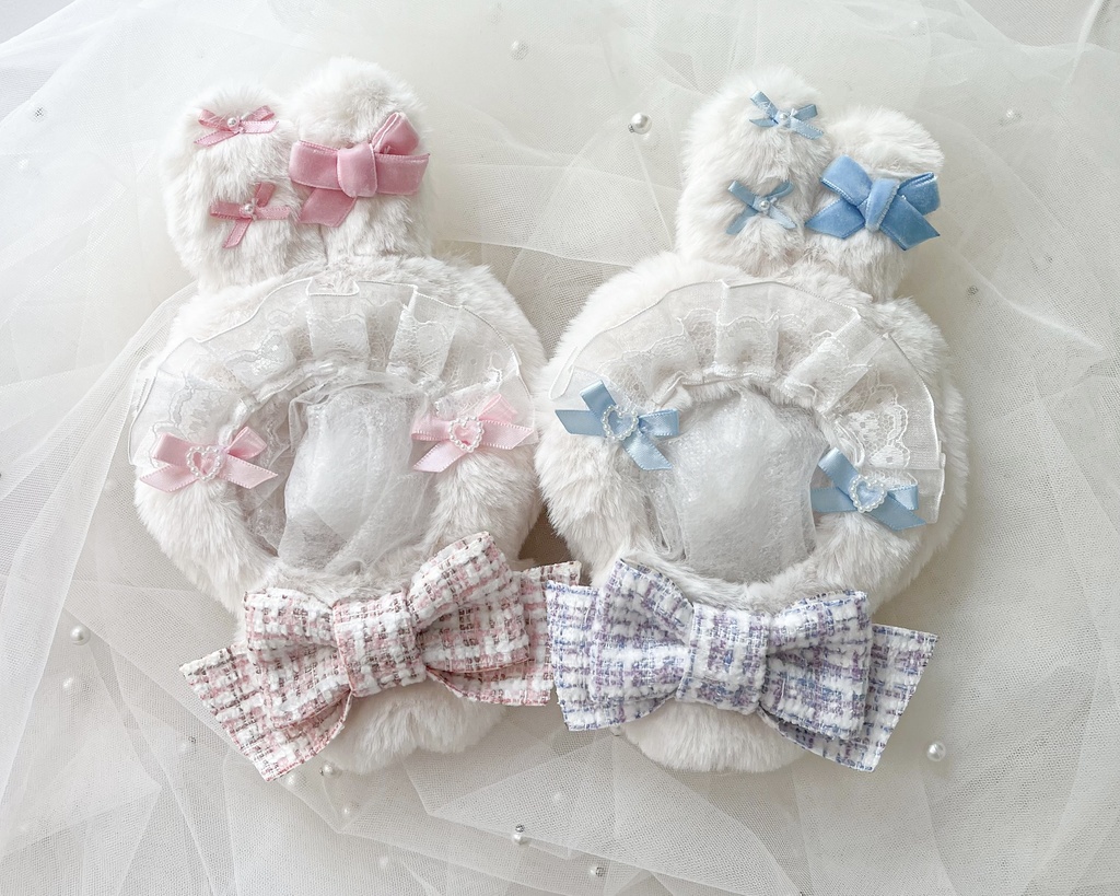 ちびぐるみ用 11cm ぬい服 うさ耳 2着セット ピンク 水色