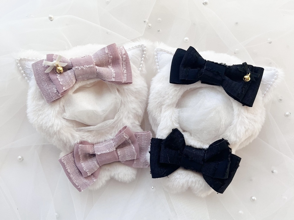 ちびぐるみ用 11cm ぬい服 猫耳 黒 ピンク セット