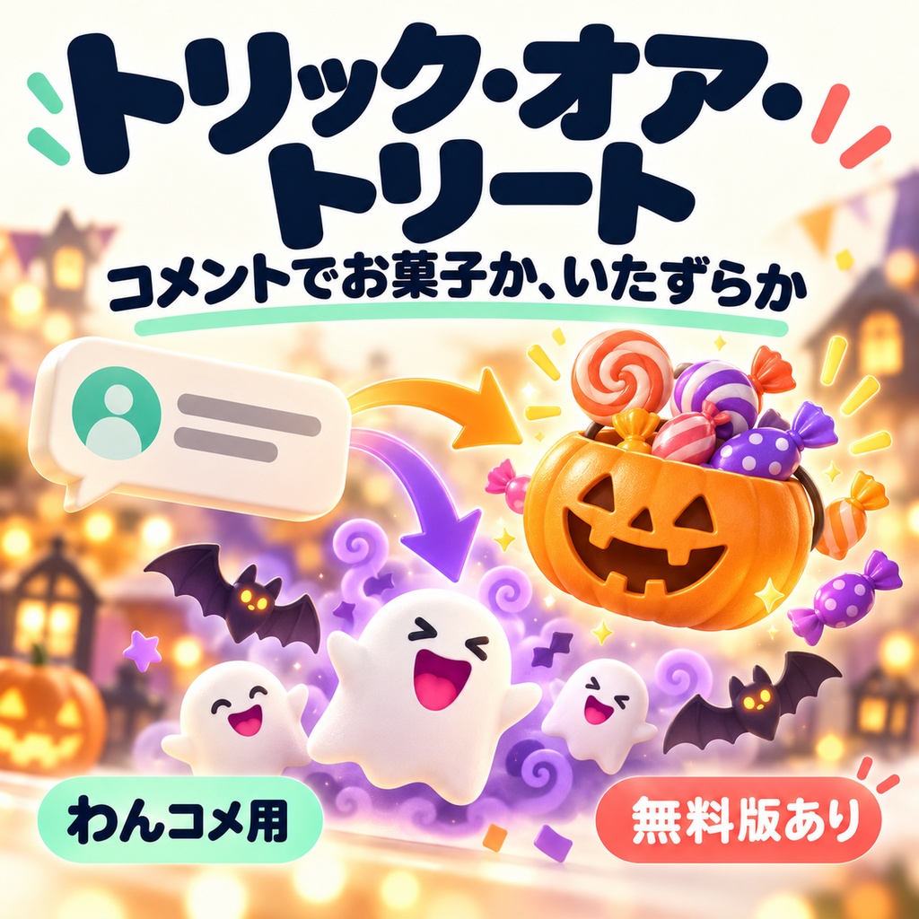 【わんコメ】コメントでお菓子か、いたずらか「トリック・オア・トリート」【無料版あり】【ハロウィン】