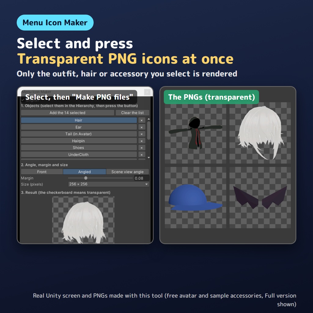 【無料お試し版あり】メニューのアイコンをまとめて作るやつ Menu Icon Maker【VRChat/Unity】