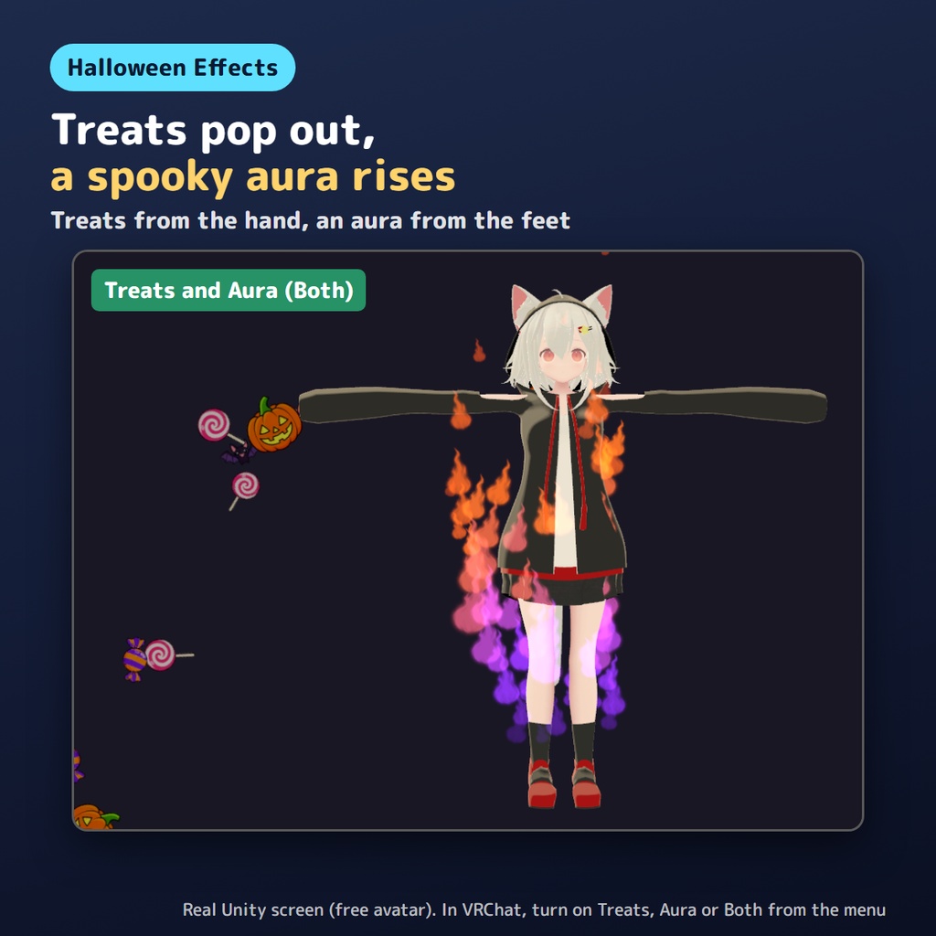 【ハロウィン特価300円】ハロウィンのエフェクトを出すやつ Halloween Effects お菓子とオーラ【VRChat/Unity】