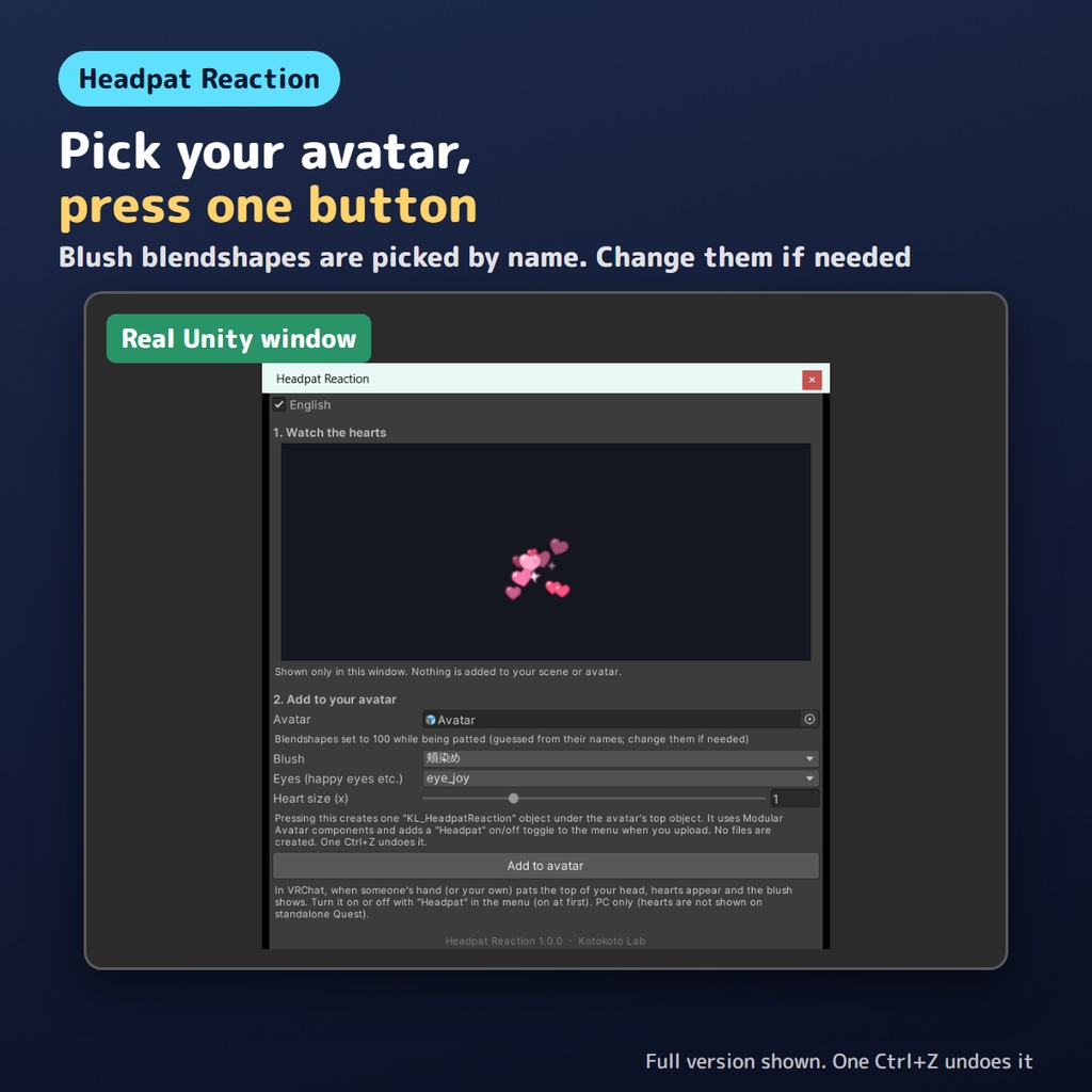 【無料お試し版あり】なでると照れるやつ Headpat Reaction なでなでハートと照れ顔【VRChat/Unity】