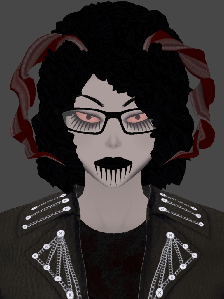 Black Curly Hair With Horns