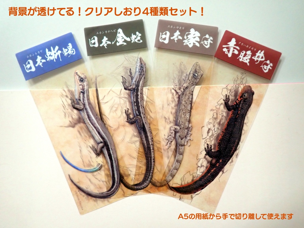 ”優美”な両生爬虫類クリアしおりセット