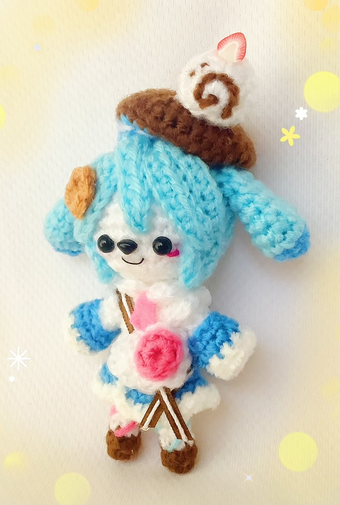 雪ミク2026のミクうさとユキネのあみぐるみ