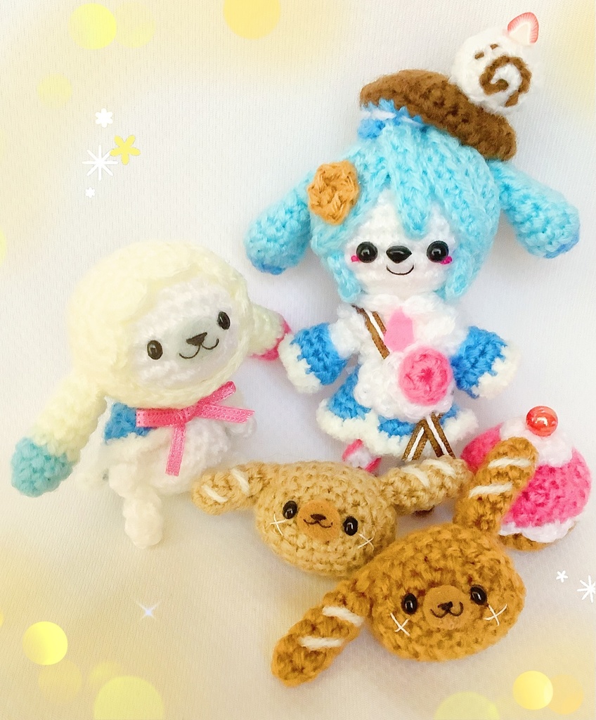 雪ミク2026のミクうさとユキネのあみぐるみ