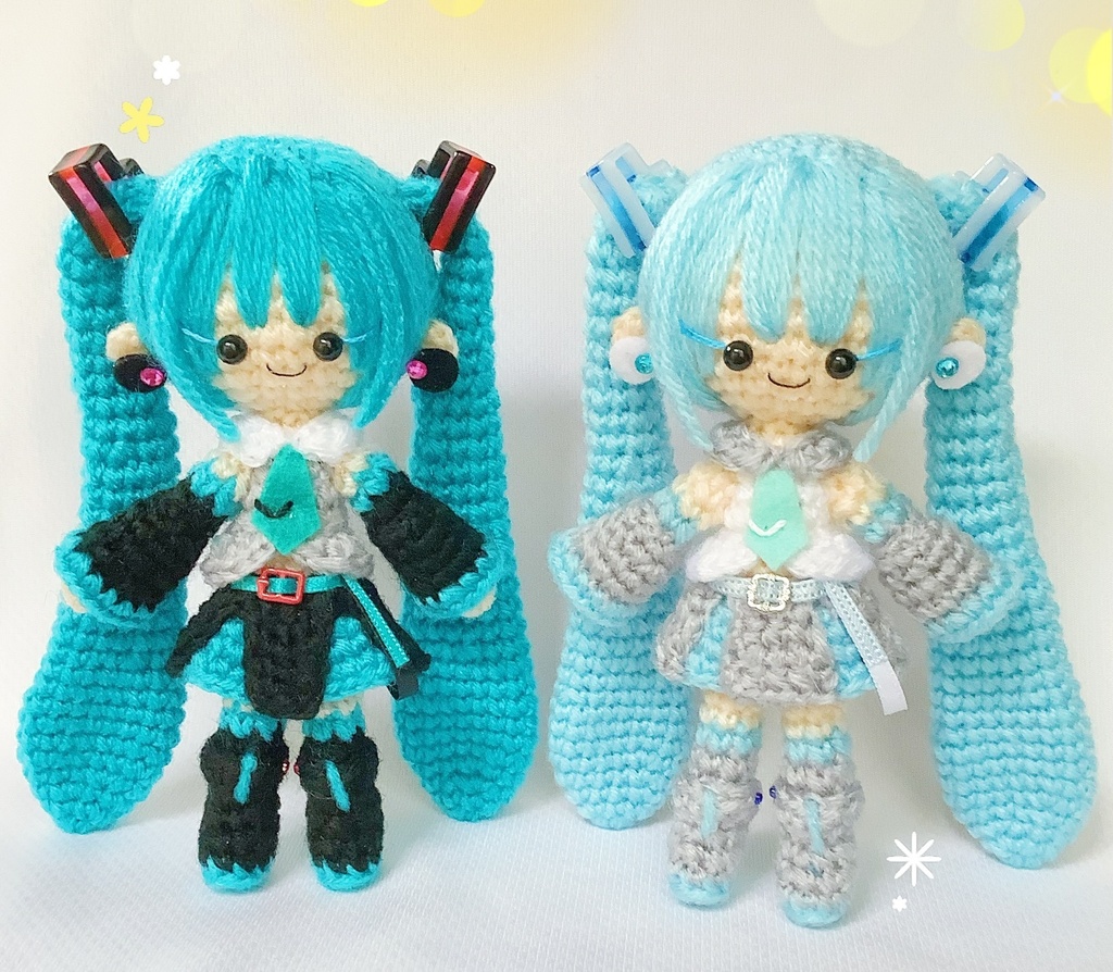 初音ミクV6さんと雪ミクV6さんのあみぐるみ