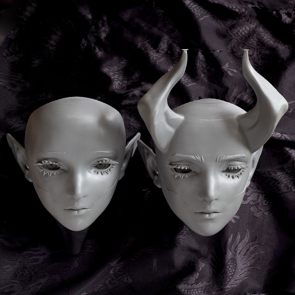 鬼人面 キット(開眼+エルフ耳Ver) (受注後、2週間以内に発送) 巨角Verは販売しません。