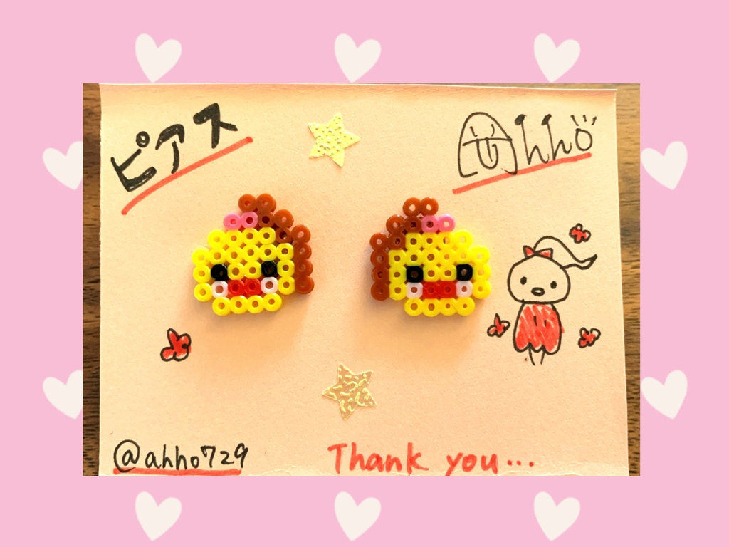 桃ぽよこのアイロンビーズピアス
