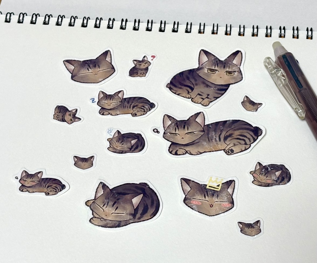 マイペースなねこちゃんシール