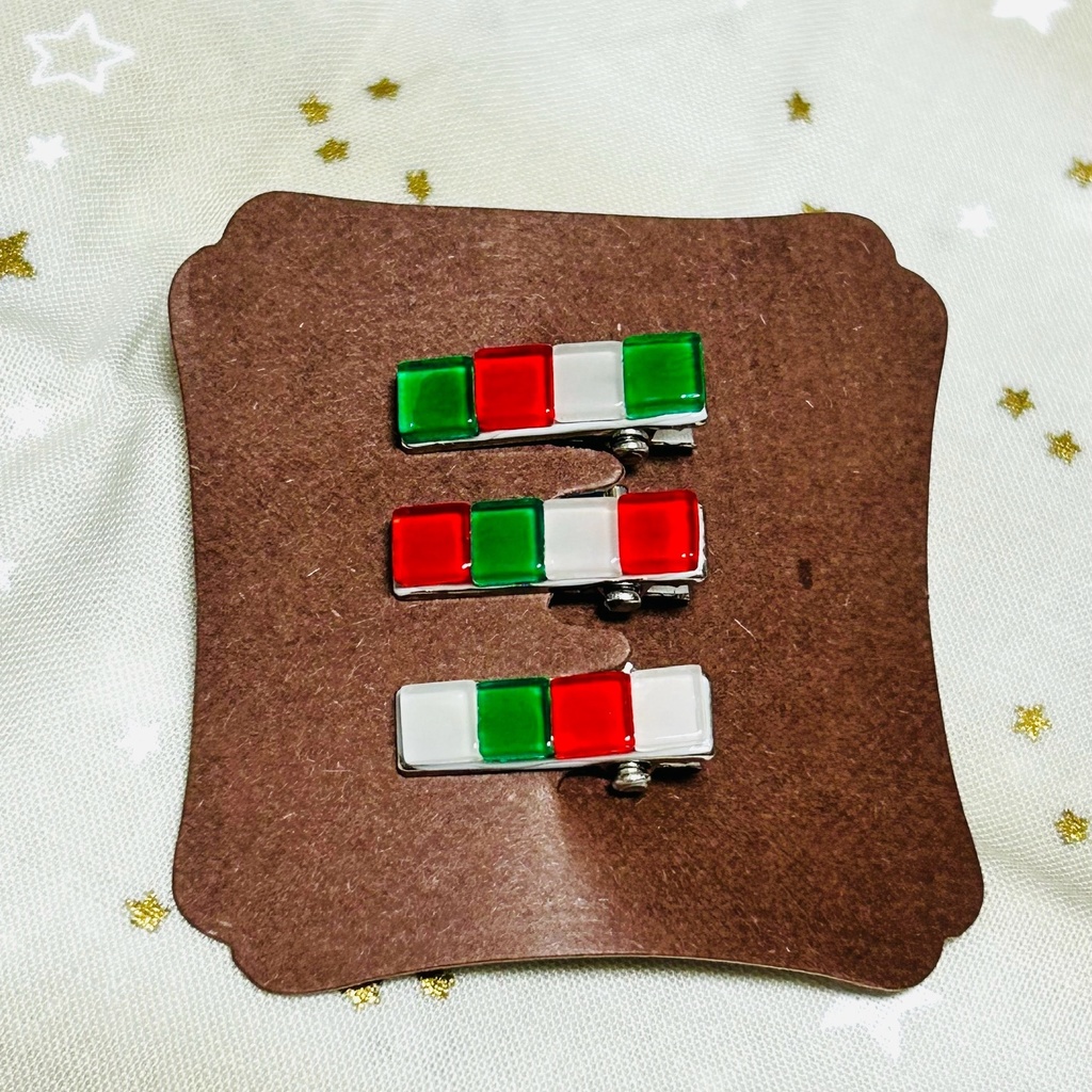 ぬい用ヘアクリップ（クリスマスカラー）