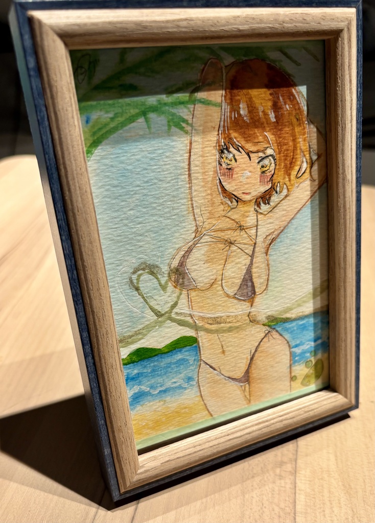 海の水着少女の水彩原画