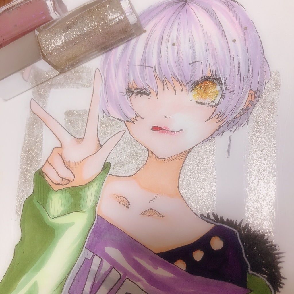 紫髪のボーイッシュ女の子　コピック原画