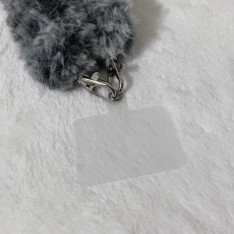 ふわふわスマホストラップ(ホワイト・マーブルグレー)