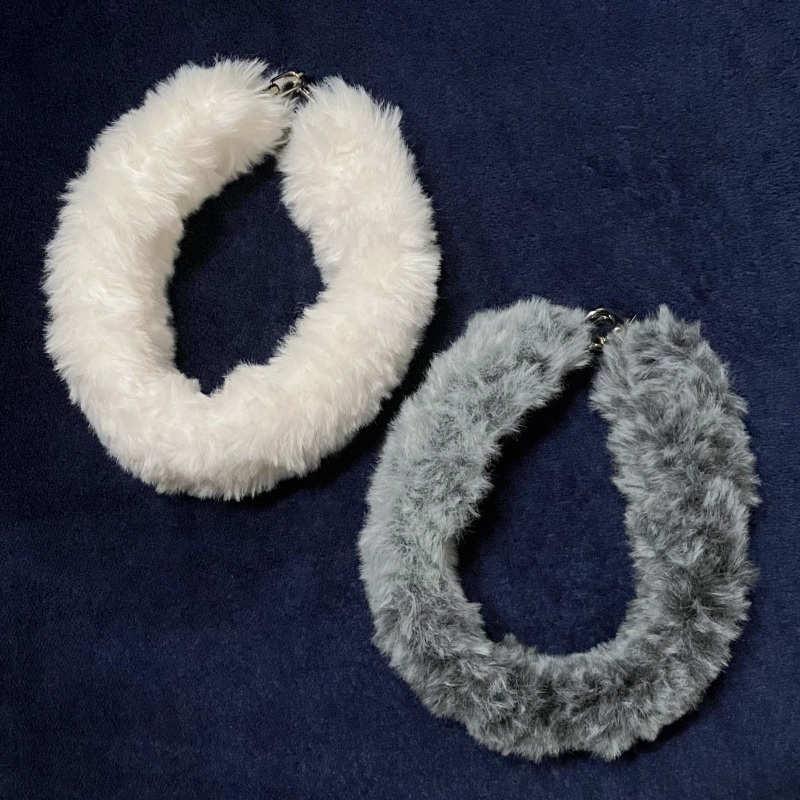 ふわふわスマホストラップ(ホワイト・マーブルグレー)