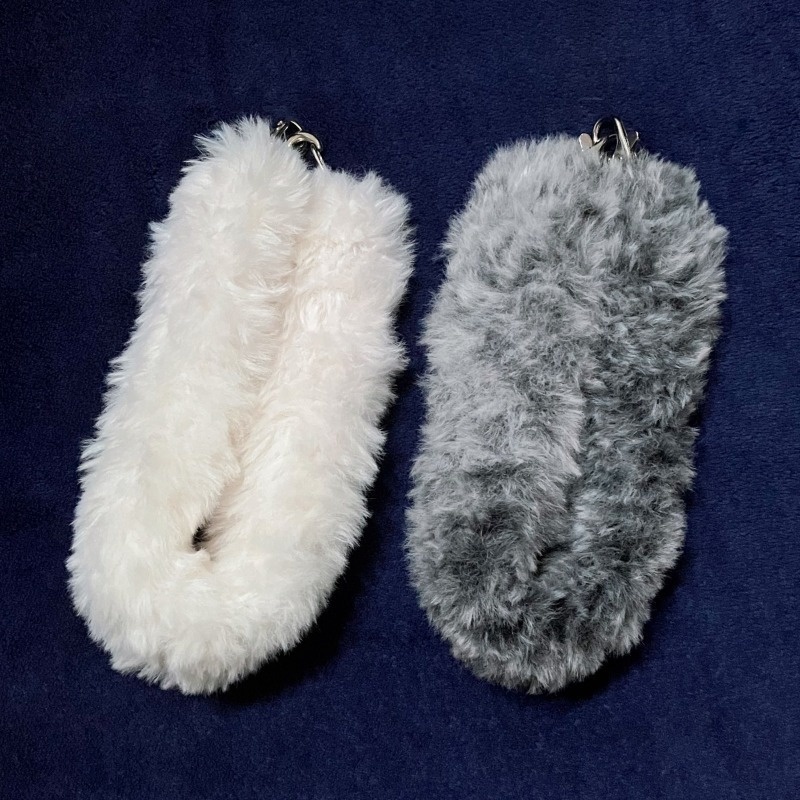 ふわふわスマホストラップ（ホワイト・マーブルグレー）