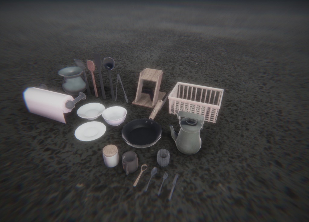 【VRC想定/3Dプロップ】キッチン小道具(KitchenTool)/ lilToon対応
