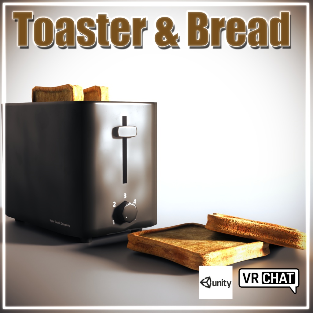【VRC想定/3Dプロップ】トースターとやけたパンのセット(Toaster&Bread)/ lilToon対応