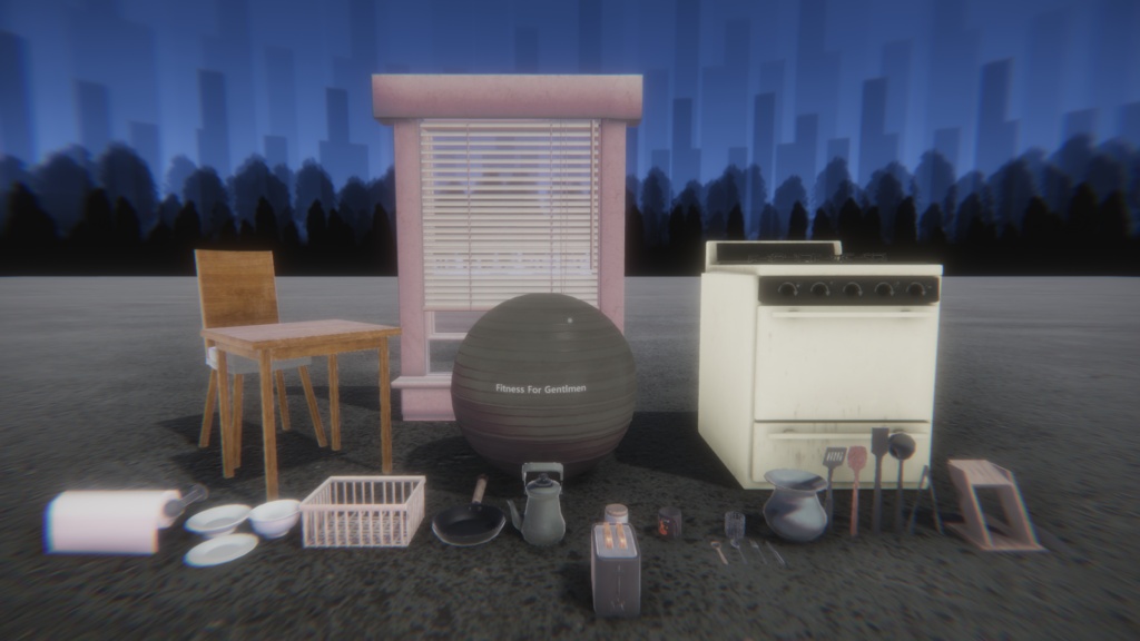 【VRC想定/3Dプロップ】!お得!お部屋28点セット/単品合計 1,400円 ➔ セット価格 800円(600円お得!)/ lilToon対応