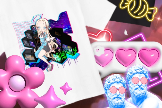 【男女兼用】ブルアカ・ソラ　BIGシルエットTシャツSET