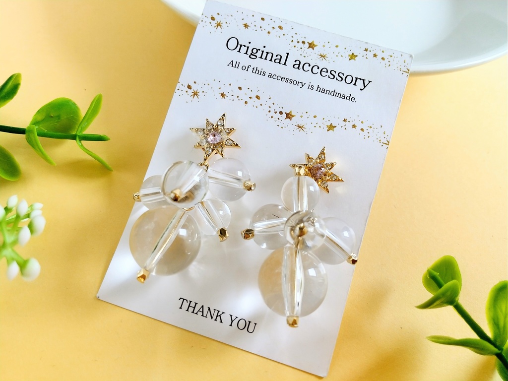 ★揺れる星と泡のイヤリング(ピアス
