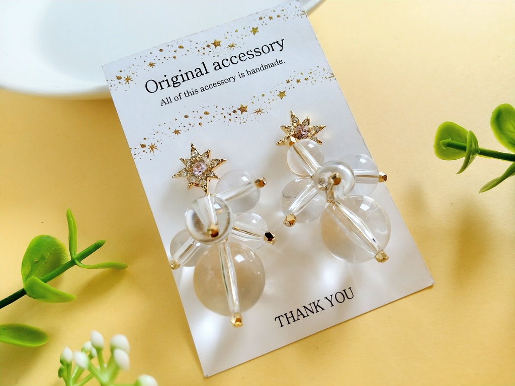 ★揺れる星と泡のイヤリング(ピアス