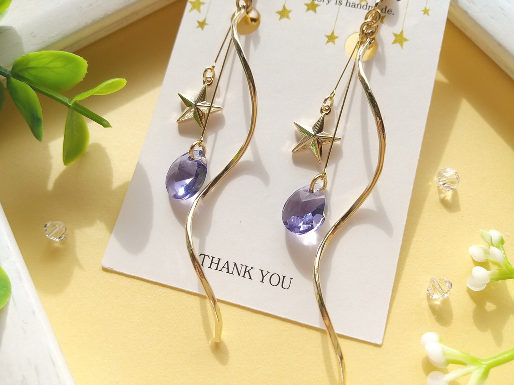 星とタンザナイトのイヤリング