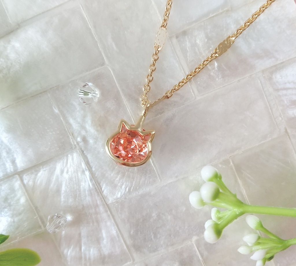 キラキラねこのネックレス(ピンク)