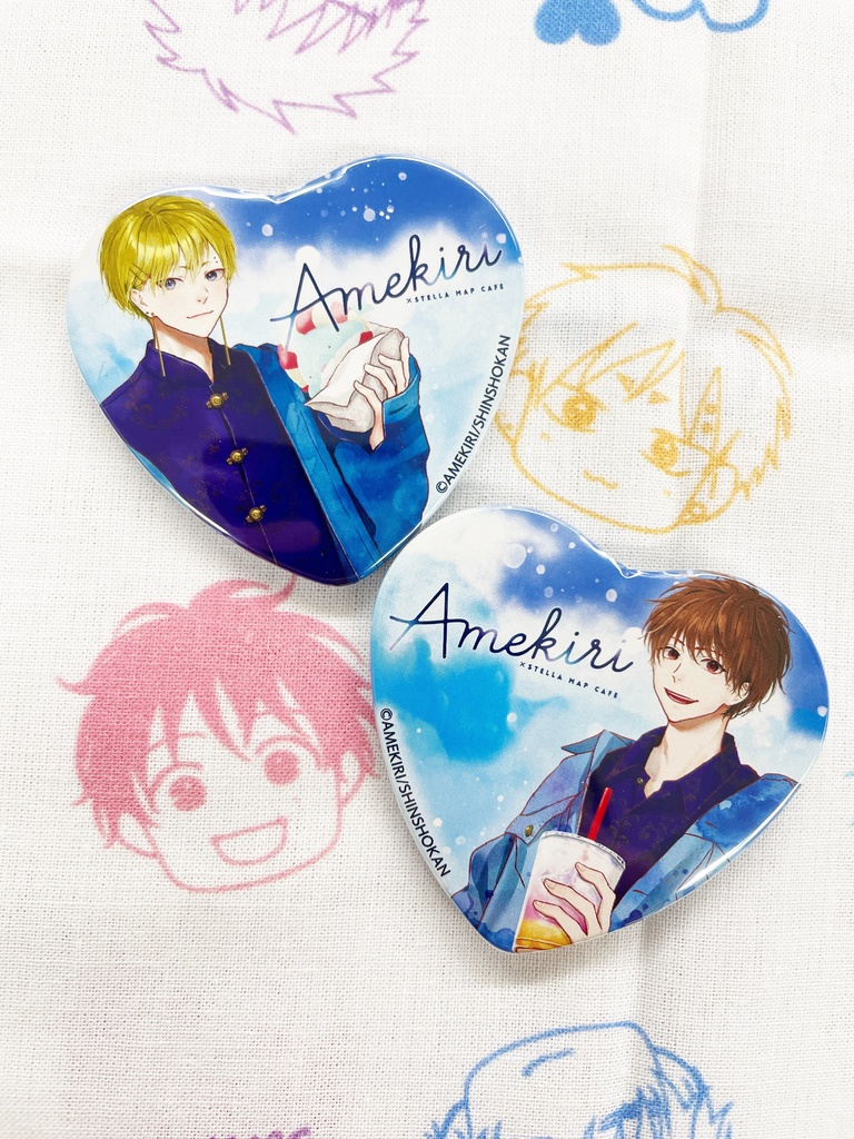 【受注生産】あめきり×STELLAMAP Cafe トレーディングハート型缶バッジ(全9種・ランダム)