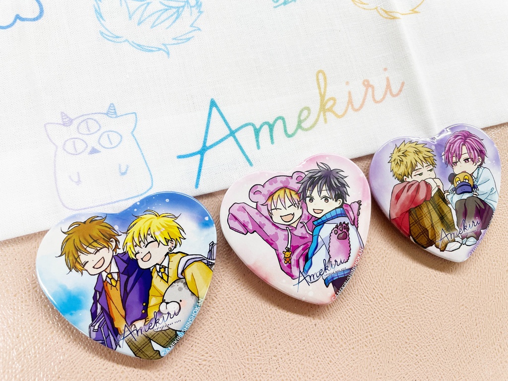 【受注生産】あめきり×STELLAMAP Cafe トレーディングハート型缶バッジ(全9種・ランダム)