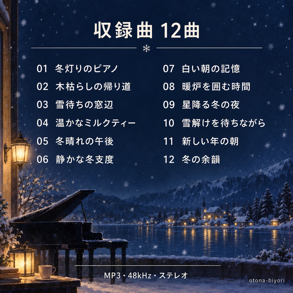 冬灯りのピアノ|やさしい冬のBGM 12曲・MP3