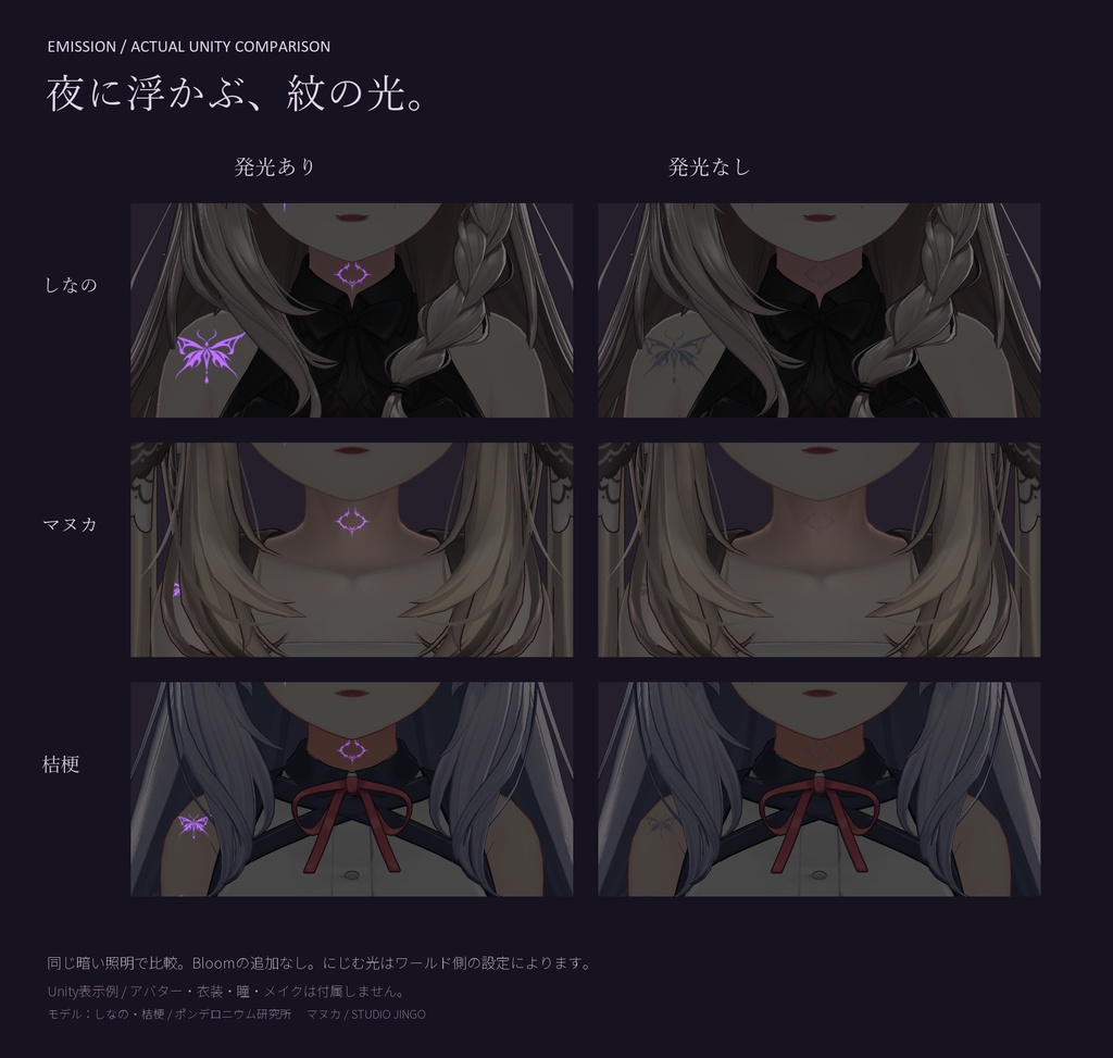 【開店記念価格】【3アバター対応】宵紋 / Nocturne Sigils|魔法紋タトゥーテクスチャ