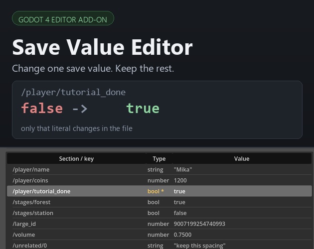 Save Value Editor | Godot 4 セーブ値エディター（アドオン）