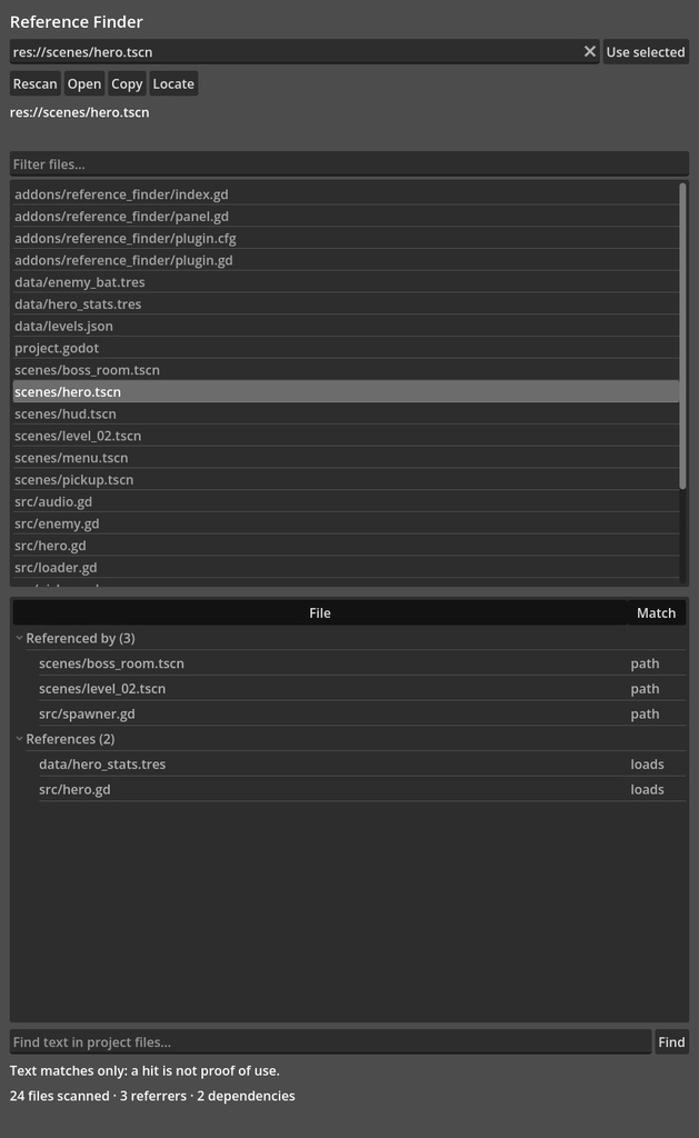 Reference Finder | Godot 4 参照元・参照先ファインダー(アドオン)