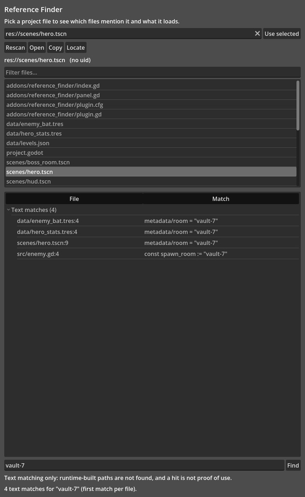 Reference Finder | Godot 4 参照元・参照先ファインダー(アドオン)