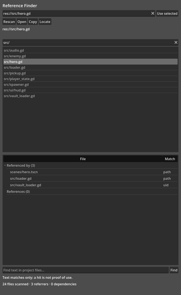 Reference Finder | Godot 4 参照元・参照先ファインダー(アドオン)