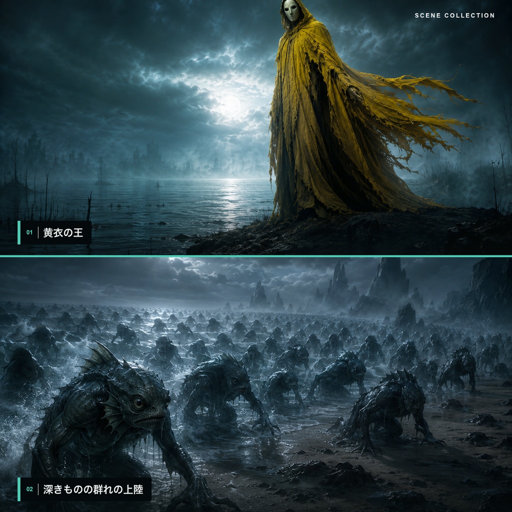【TRPG素材】神話生物 一枚絵スチル100枚|神格・怪物のシーン画像集(非公式)