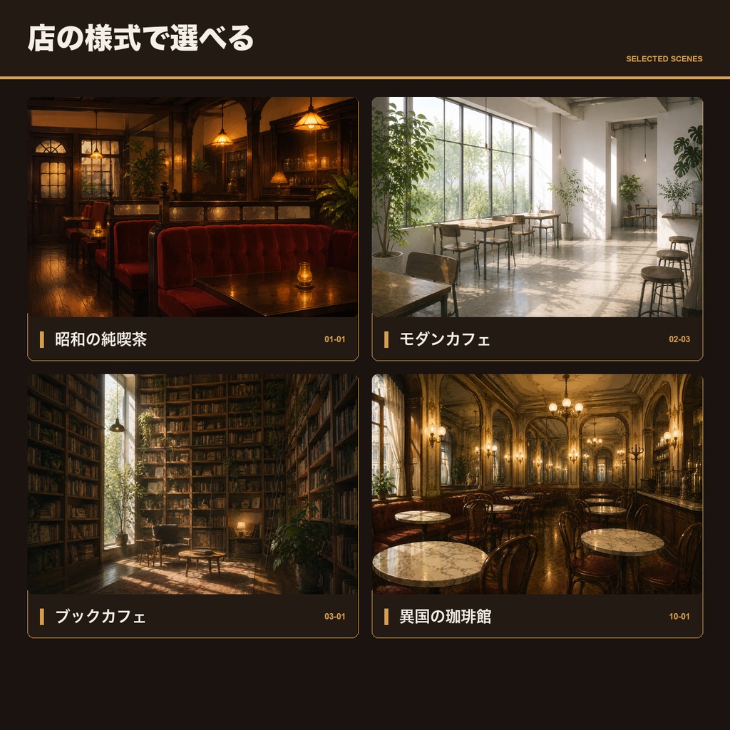 【TRPG背景素材】喫茶店とカフェの背景100枚|純喫茶からモダンカフェまで