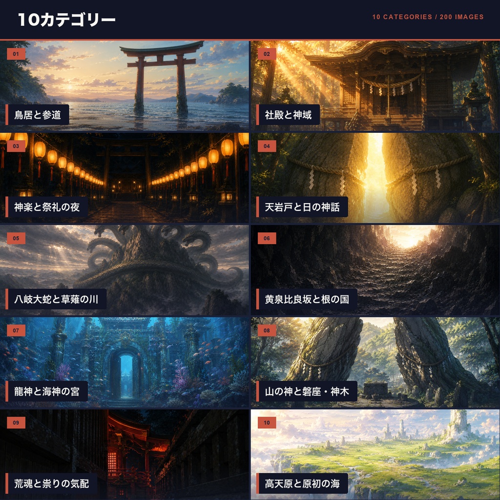 【TRPG背景素材】日本神話の背景200枚|和風・神域・記紀神話