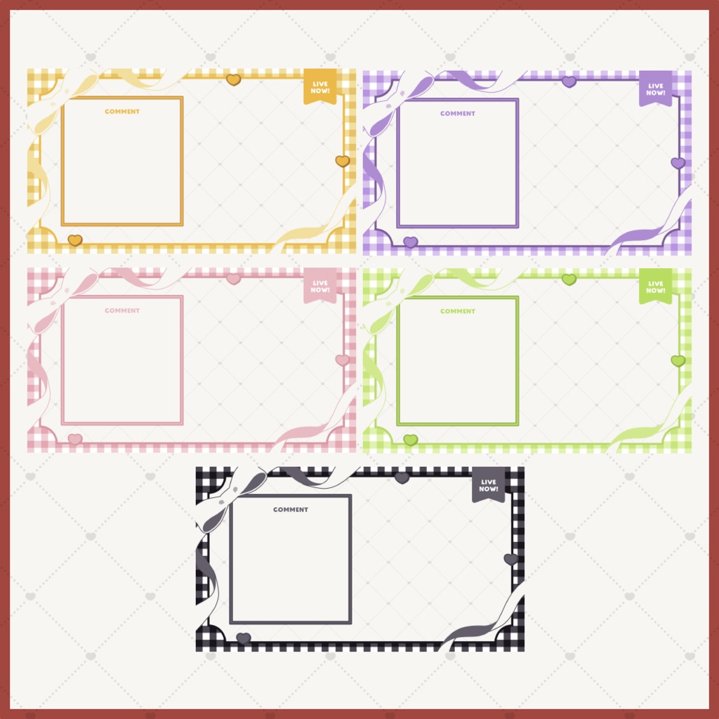 【Vtuber素材】かわいいリボンの配信画面