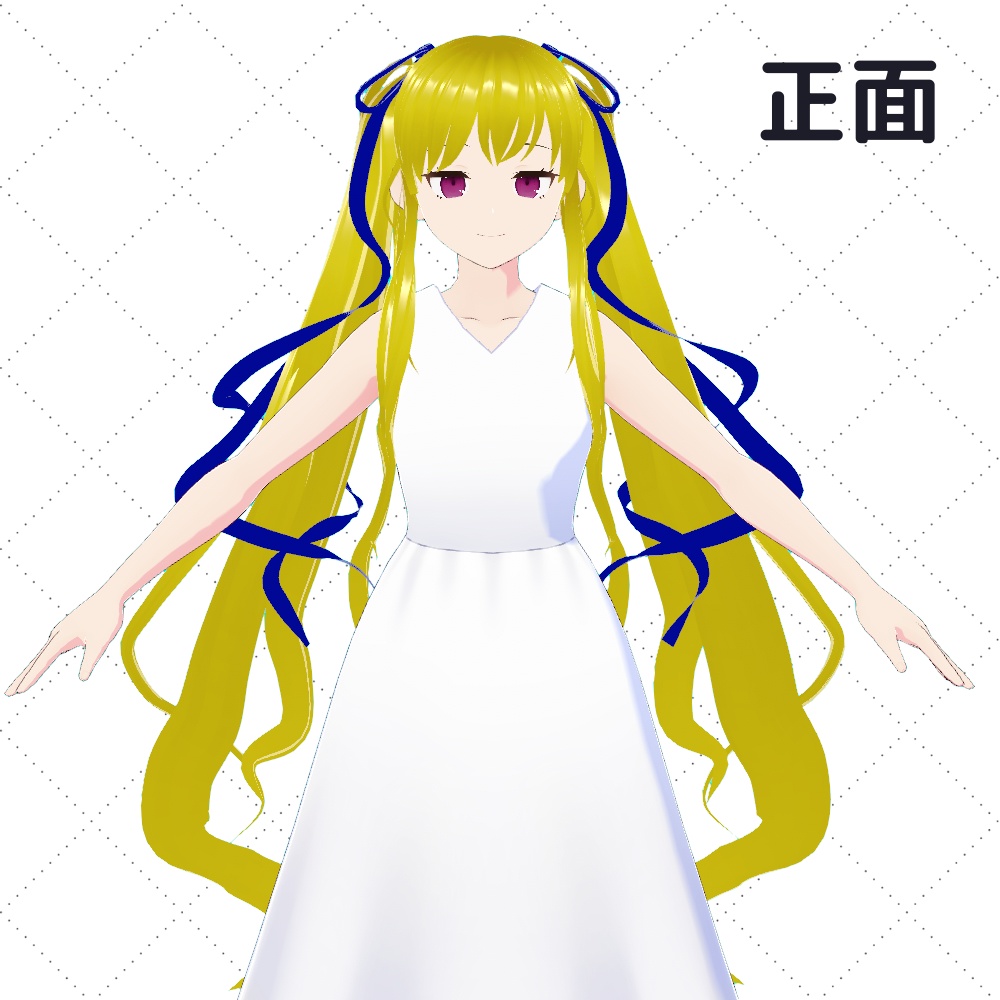 VRoid向け髪プリセット リボン付きツインテール