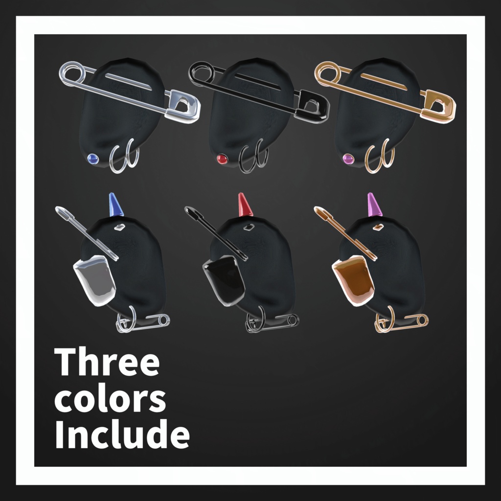 【9アバター対応】シンプル安全ピンピアス