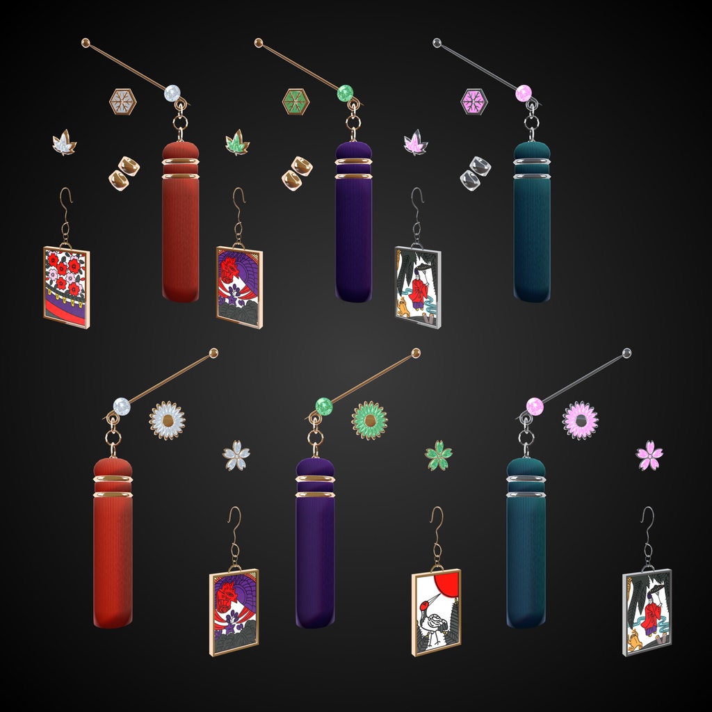 【9アバター対応】花札ピアス「五光」