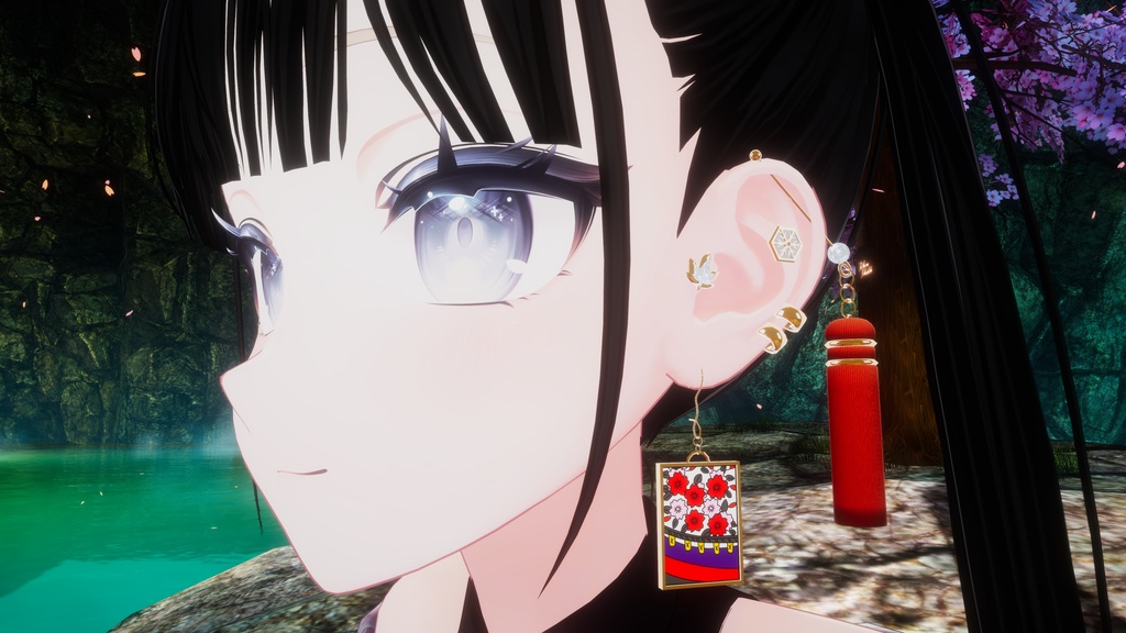 【9アバター対応】花札ピアス「五光」